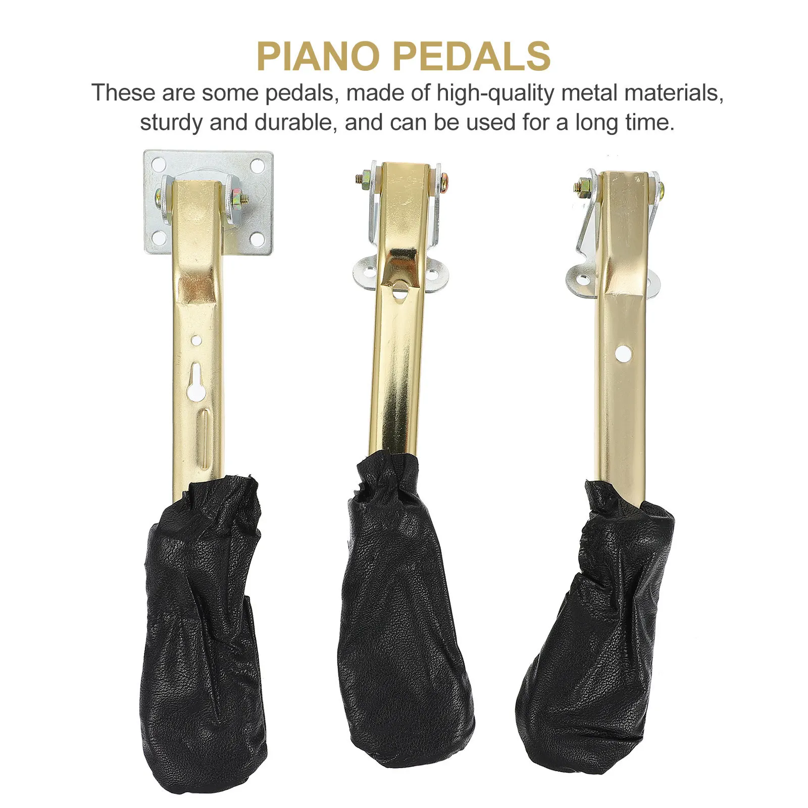 

3 pcs Pedals For Upright Piano Premium Metal Golden Finish Durable Anti-Rust High-Brightness Pedals Piano Supplies Musical