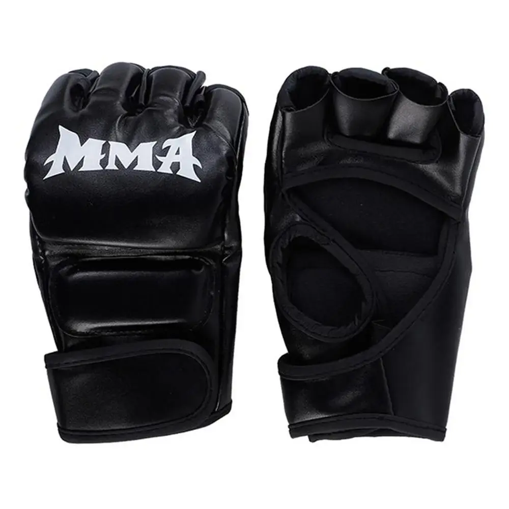 

1 пара профессиональных боксерских перчаток с открытыми пальцами, универсальные тренировочные перчатки, кожаные перчатки для кикбоксинга с амортизацией