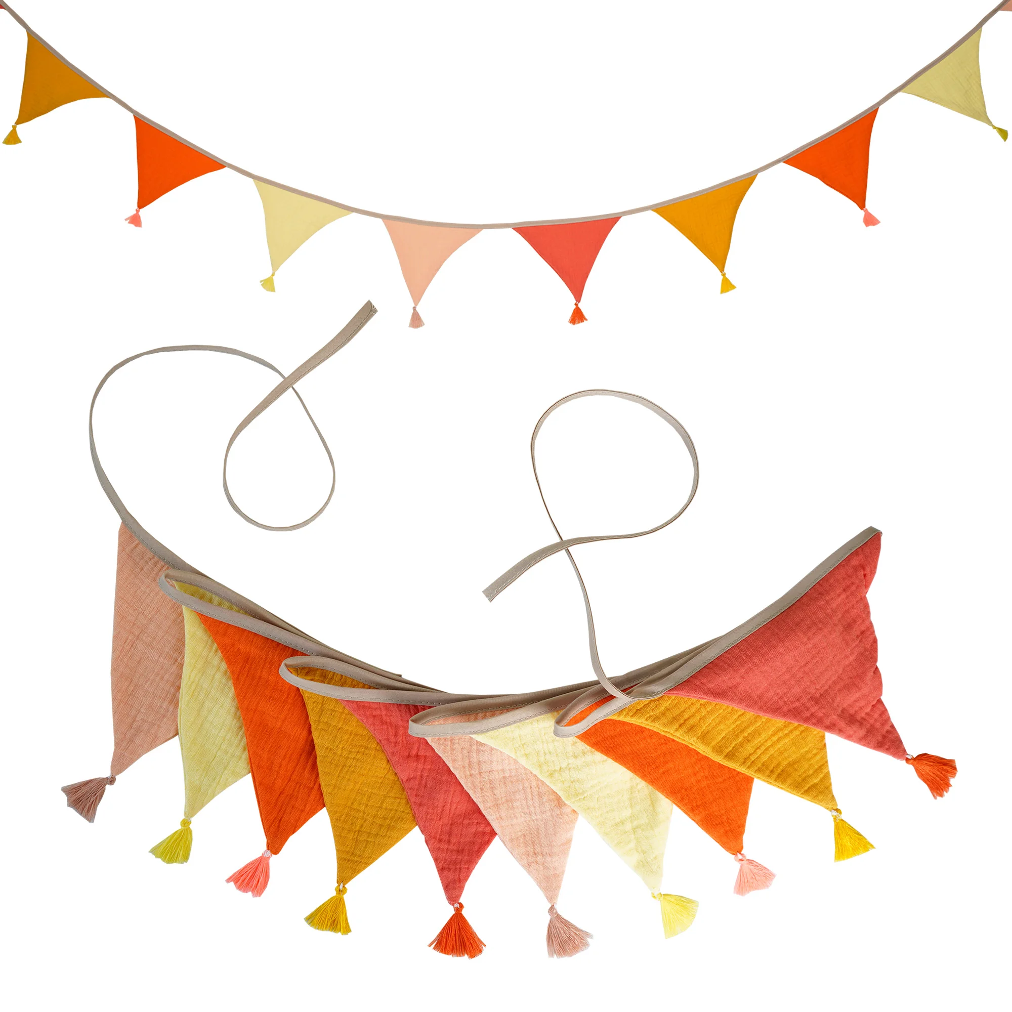 2,6 m/8,5 ft Kindergarten-Stoff-Wimpelkette, 10 dreieckige Wimpelflaggen mit Quasten, Party-Dekoration, Banner, Zuhause, Babyparty, Karneval, Girlande