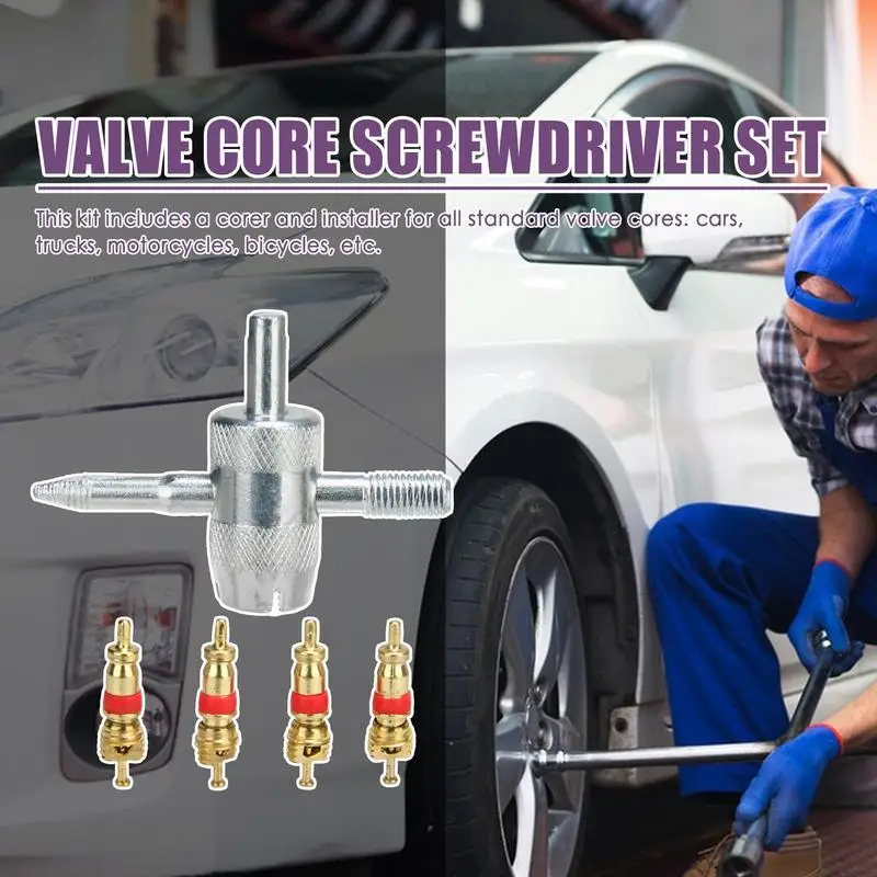 Valve Core Removal Tool Multipurpose Tire Valve Core Kit Valve Core Set Sturdy Tire Removal Tool Valve Core Repair Kit For Daily