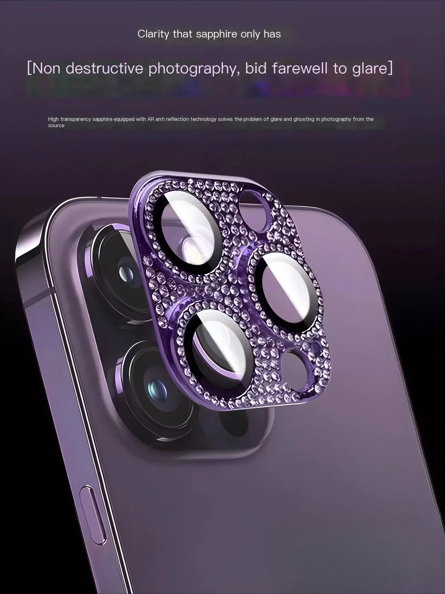 واقي عدسة الكاميرا اللامع الماسي لهاتف آيفون 15 14 13 16Pro Max Plus 12 Mini14Pro 15Pro عدسة زجاجية #2