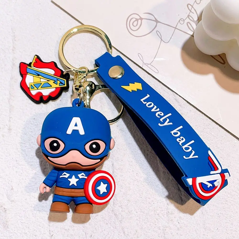 Avengers Heroes Silicone Keychain Spider Man Iron Man Hulk Cute Cartoon Anime Car Key Pendant Bag Decoration Gift In Stock view 5