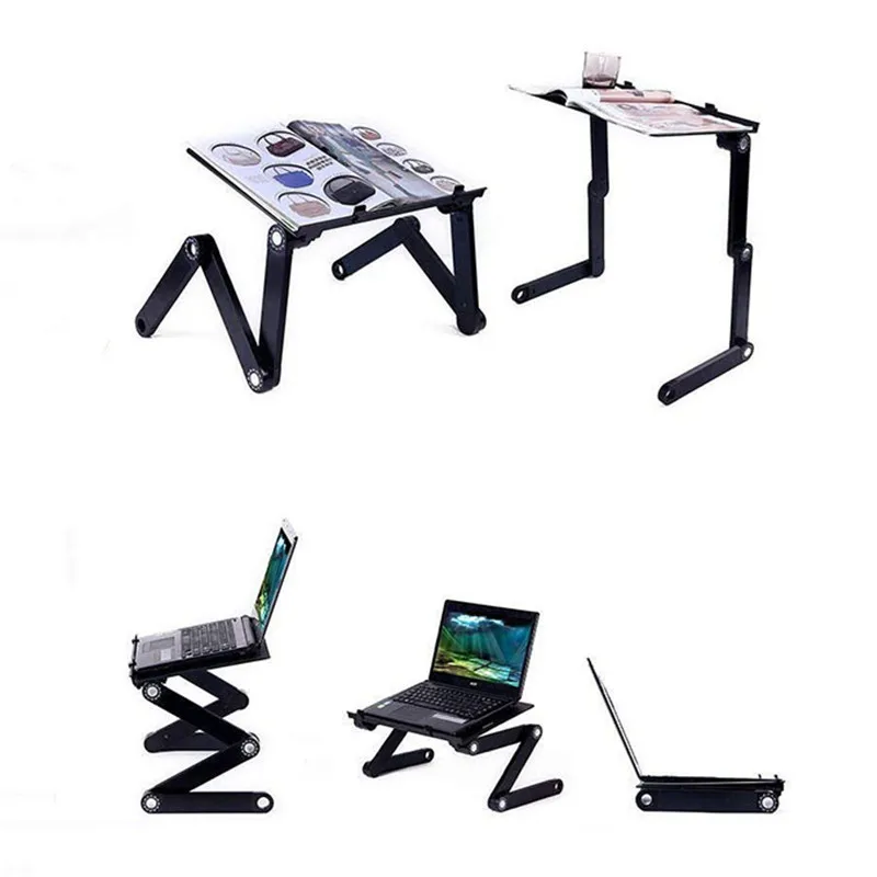 Adjustable Laptop Desk Stand Portable Aluminum Ergonomic Lapdesk For TV Bed Sofa PC Notebook Table Desk Stand With Mouse Pad