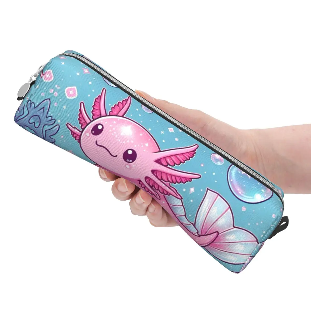 Kawaii Axolotl Pencil Cases Mexican Salamander Animal Pen Bag Kids Large Storage School Supplies Gifts Pencil Pouch