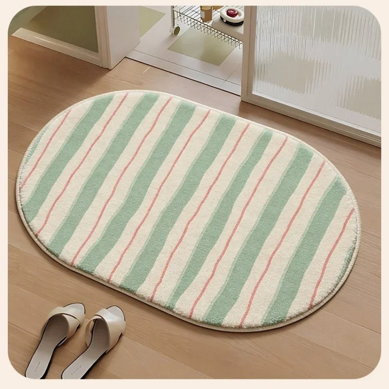 VIKAMA Minimalist Striped Faux Cashmere Rug: Soft, Durable, and Skin-Friendly for Bedrooms; Dust-Proof Entryway Mat