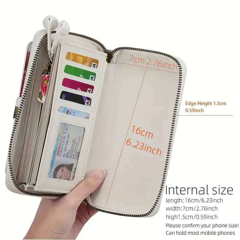 エレガントな花柄PUレザークラッチウォレット（女性用）-ジッ - Women'S Accessories Wallet のレビューと価格