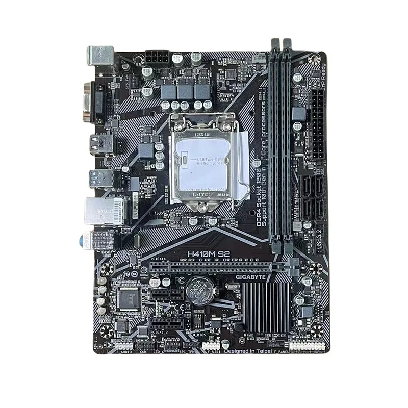 Запчасти для настольного компьютера Gigabyte GA-H410M-S2, основная плата LGA1200, контакты 10-го поколения 10400F-10900KF Запчасти для настольного компьютера Gigabyte GA-H410M-S2, основная плата LGA1200, контакты 10-го поколения 10400F-10900KF