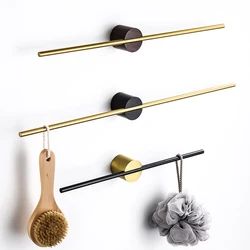 Towel Bar for Bathroom Kitchen Wall Hanger Black White Wood Gold Bath Towel Holder Rack Shelf Storage Space Aluminum 40 50cm