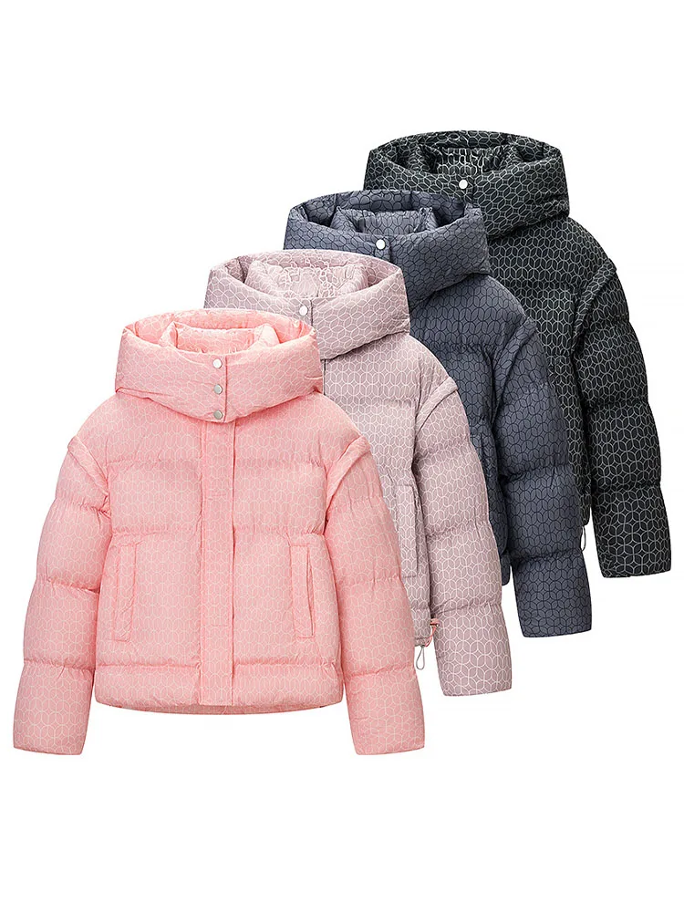 HH-Chaqueta con capucha estampada Simple para Mujer, moda de invierno, abrigo de algodón de manga larga con decoración de bolsillo y cremallera para Mujer
