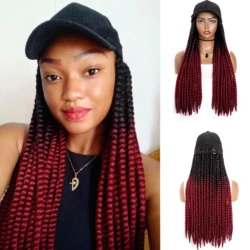 WIGERA-peluca trenzada sintética para mujer, gorro de béisbol largo de 22 pulgadas, color rojo borgoña, negro, Havana Mambo Twist, extensiones de cabello