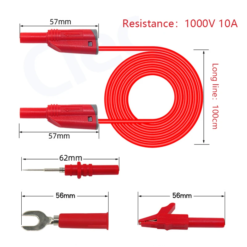 4mm Banana Plug Test Lead Kit for Multimeter Test Crocodile clip U-type and Probe Leads Cable Kit Stackable Dual