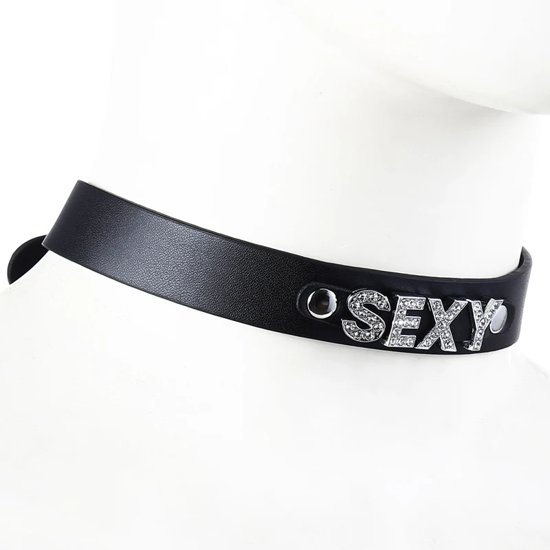 Juguete sexual Bdsm para adultos, Collar de cuello con letras de esclavo, Pendientes, juego de rol para pareja, equipo de Bondage, Gargantilla decorativa Punk, accesorios exóticos