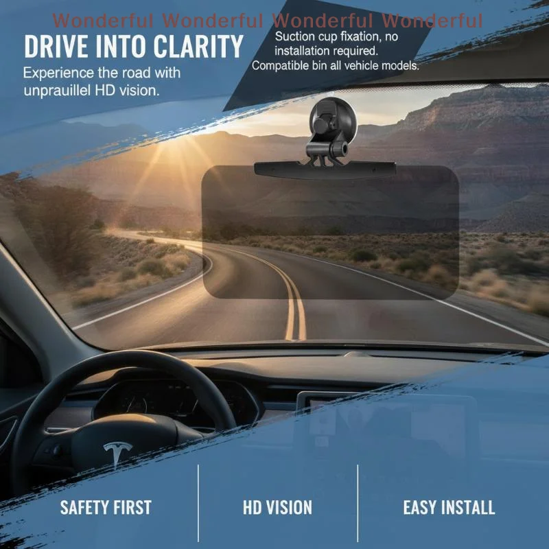 Car Anti-Glare Rear View Mirror Anti-UV Reduce Glare Vehicle Sunshade for Wet Weather Driving