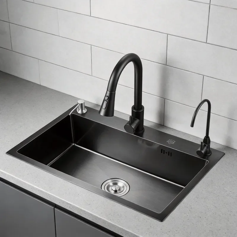 Black King Kong Stainless Steel Kitchen Sink Thickened Household Vegetable Washing Basin Source Manufacturer Direct Sale