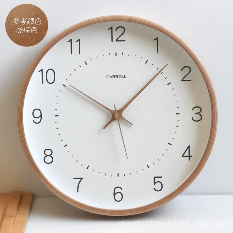 Solid Wood Wall Clock Modern Minimalist Living Room Home Silent Clock Fashion Creative Nordic Clocks Home Decoration 12/14Inch