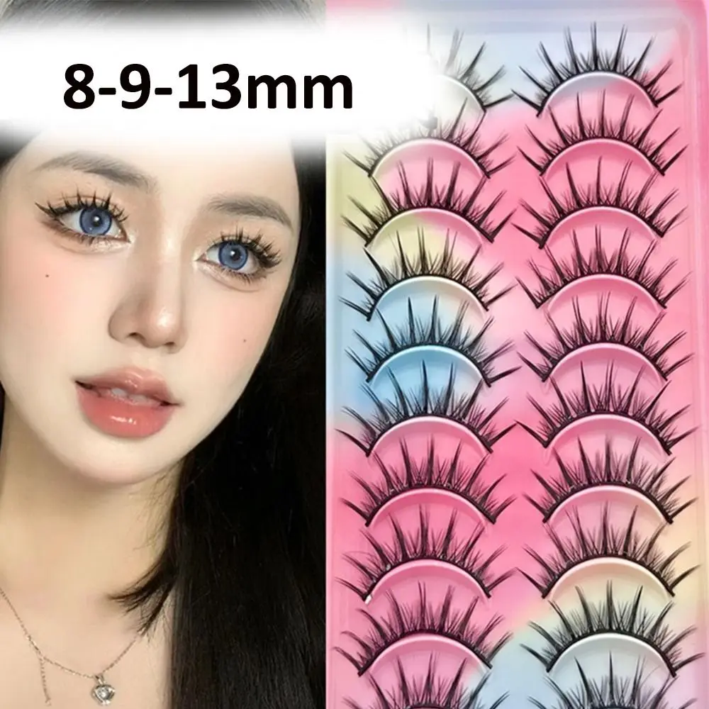10 Paar 3D-Faux-Nerz-Faux-Nerzwimpern, natürlicher Look, flauschige falsche Wimpern, schwarzes Band, dickes Volumen, gefälschte Wimpern für den Alltag