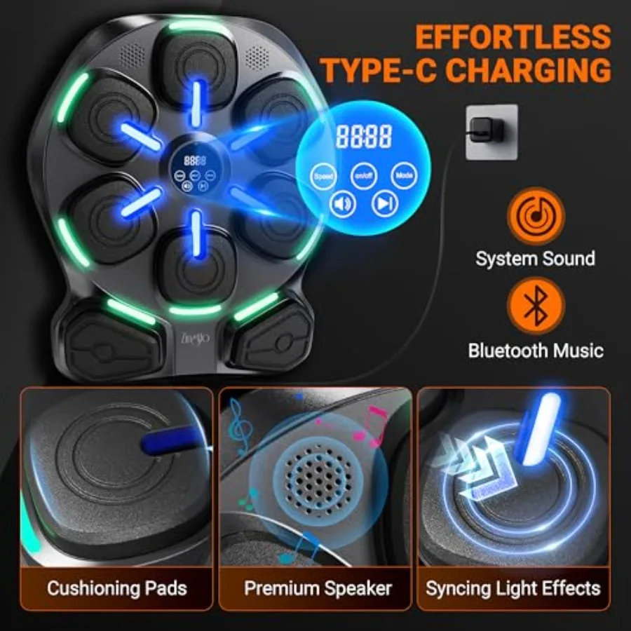 آلة ملاكمة موسيقية كبيرة الحجم للبالغين مع زوجين من القفازات آلة تثقيب جدارية للتجميل في صالة الألعاب الرياضية المنزلية للقلب #4