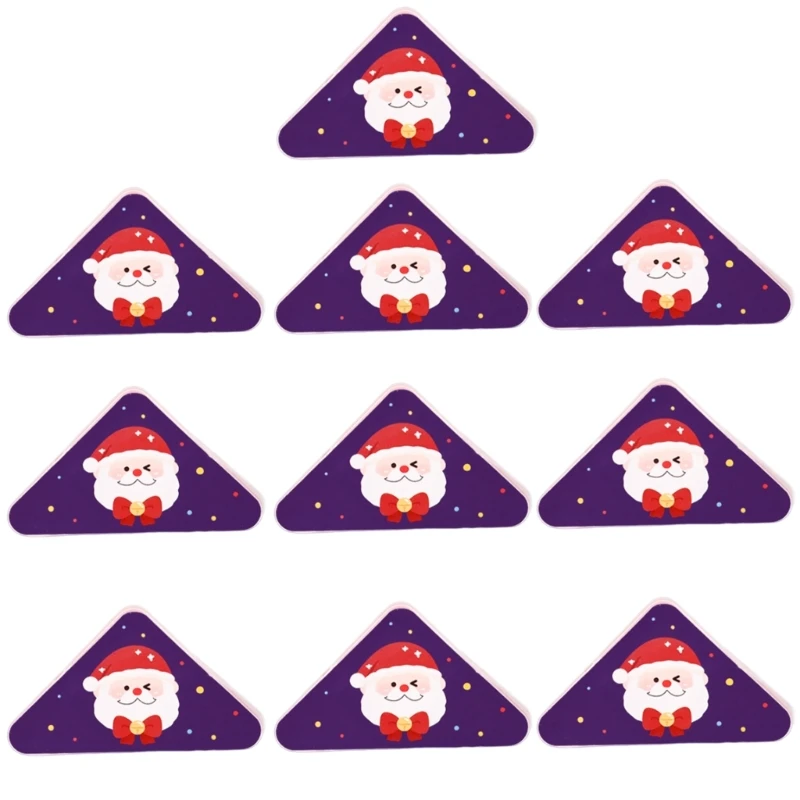 2025 nuevo 10 Uds Clip esquina papel Triangular Navidad Santa muñeco nieve estuche regalo Gingerman Clip esquina