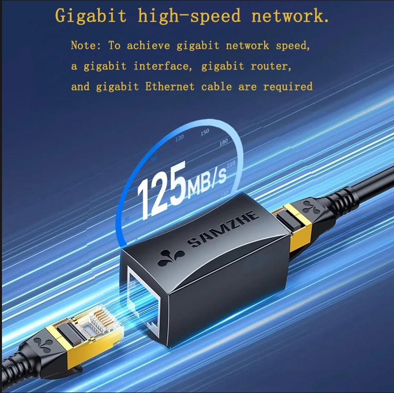 RJ45 Ethernet extender, Ethernet docking plug, network interface connector, supports gigabit network, with shielding layer