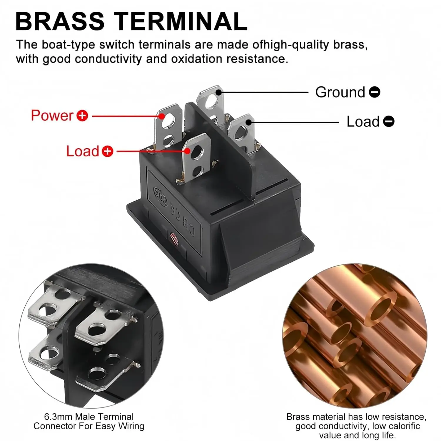 8pcs KCD4 Rocker Switches DPST 4-Pin, 16A 250V AC/125V, 40A 12V DC - Red Lighted ON/Off Toggle Heavy Duty for Boats, Heat Presse