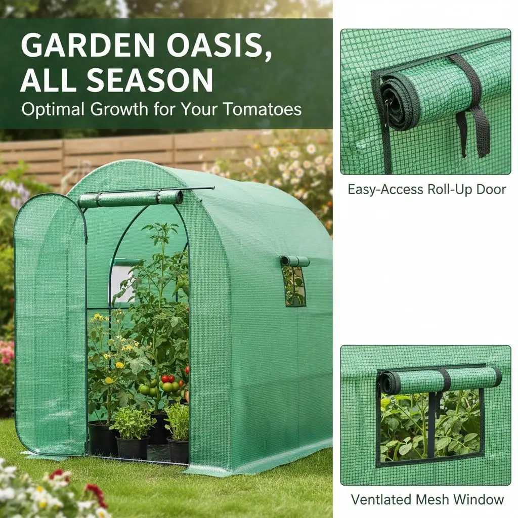 

Садовая теплица-тепличка с окнами и дверями, уличная оранжерея с 3-ярусными 4-проводными проволочными полками, 200Д x 100Ш x 215В см