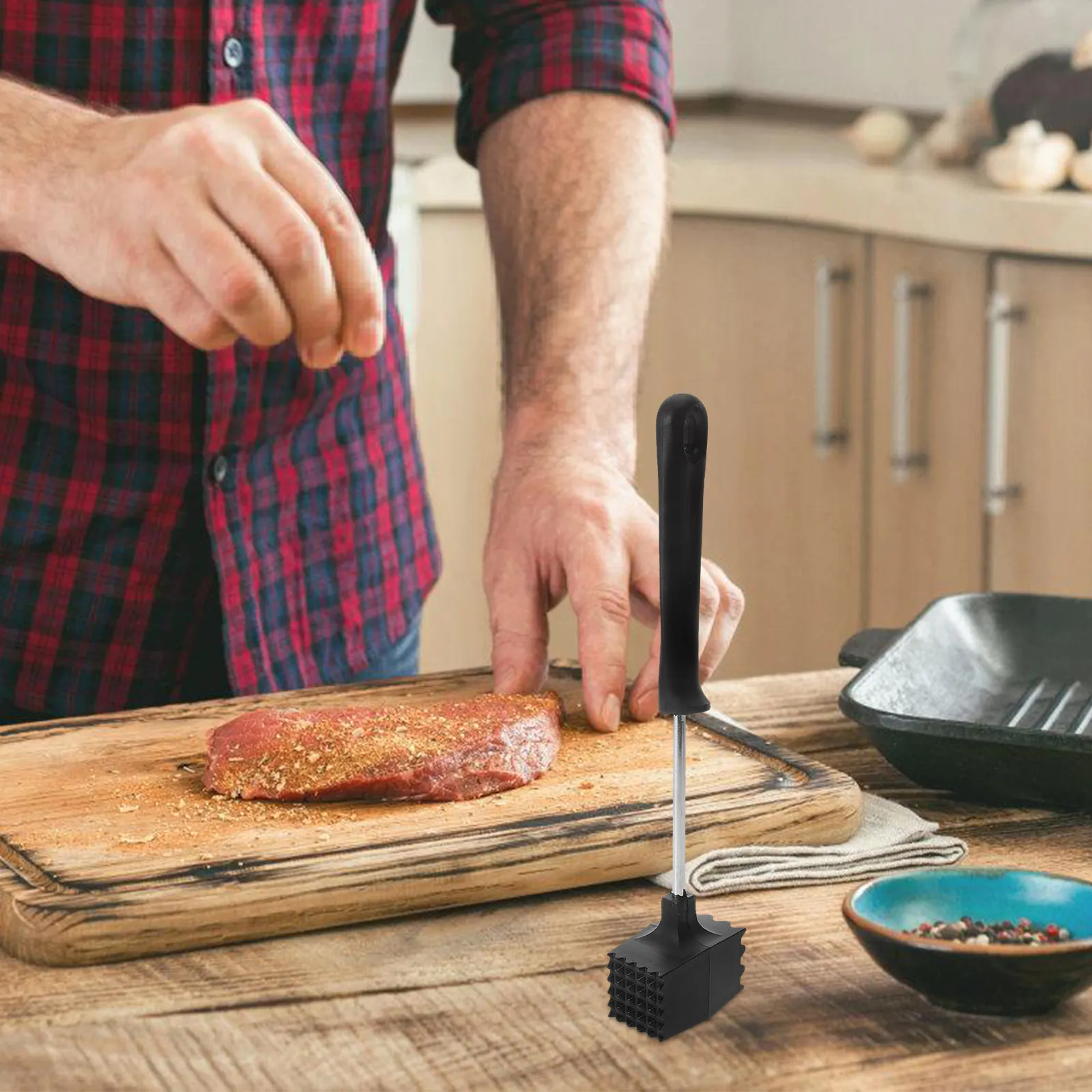 Tenderizer Meat Hammer For Meat Preparation Home Cooking Stainless Steel PP Comfort Grip Effective Mallet Pounder