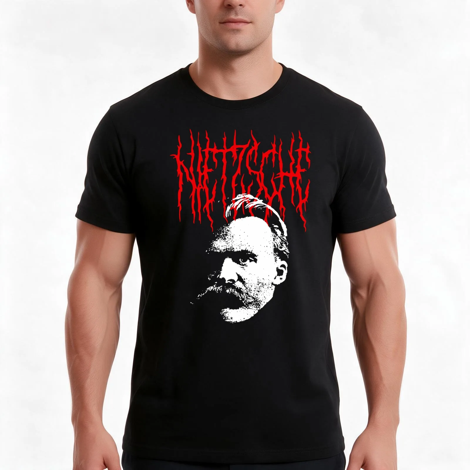 Friedrich Nietzsche Metal Philosopher T-Shirt Summer Casual Cotton Tee Oversized Streetwear Tops Vintage Graphic Print