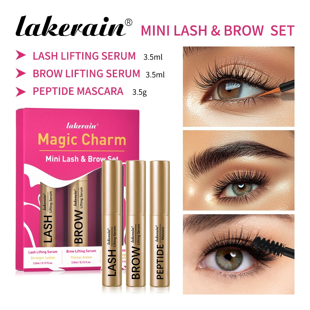 Lash&Brow Set Eyebrow Eyelash Growth Serum Peptide Mascara Eyelash&EyebrowLonger Fuller Thicker Curling Lash Eye Care Products