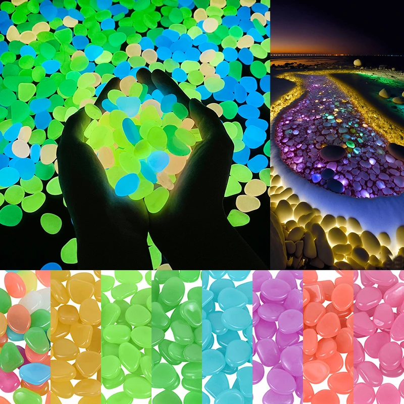 

25/50Pcs Luminous Stones Pebbles Outdoor Pool Walkways Path Patio Lawn Garden Glow Stones Pebbles Decor Glow In The Dark