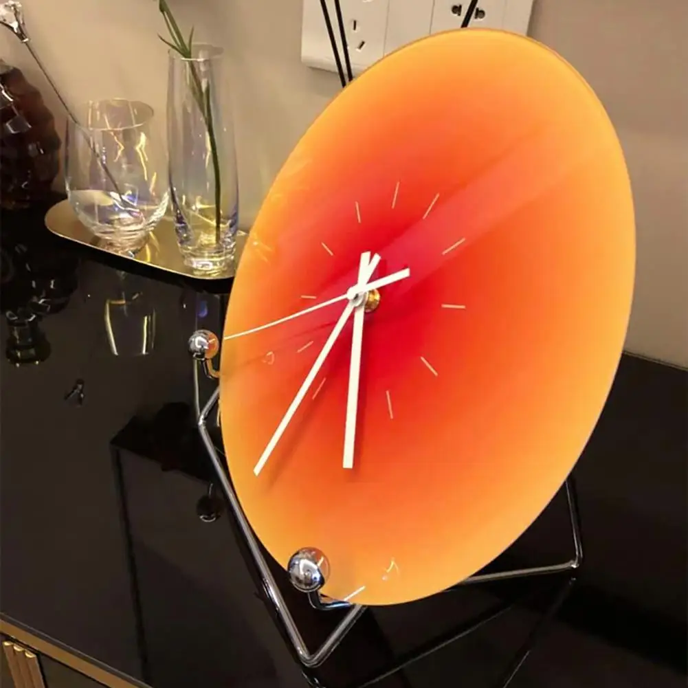 Nordic Sunset Wall Clock Creative Gradient Celebrity Ins Light Luxury Living Room Decoration Mute Simple Glass Clock Non-ticking