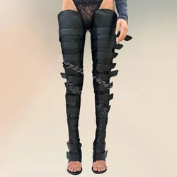 Black Hook and Loop Fastener Open Toe Sandals Boots Slip On Women Shoes Thin High Heels Fashion Party 2024 Zapatos Para Mujere