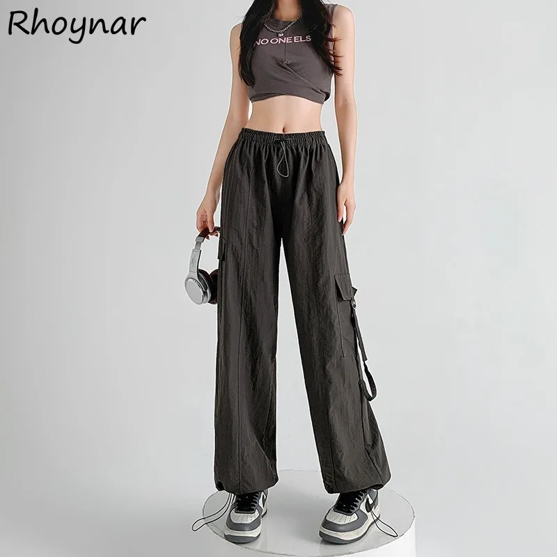 

Pants Women Summer Girls Elastic Waist Baggy Thin Casual Solid Simple All-match Cool Korean Style Streetwear Fashion Trendy Soft