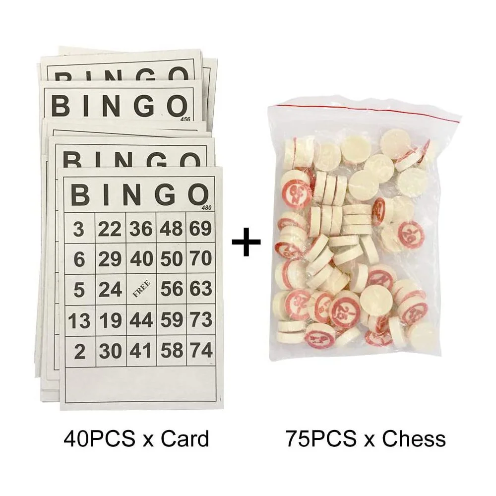 40 bingo cards + 75 chess pieces do not repeat bingo cards BINGO cards digital children's entertainment games