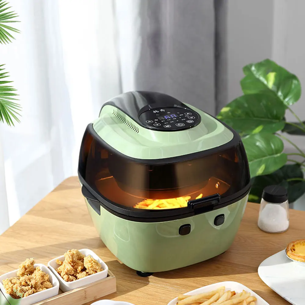 Freidora de aire de 8L para el hogar, horno eléctrico integrado, visualización multifuncional, gran capacidad, sin aceite, freír automáticamente