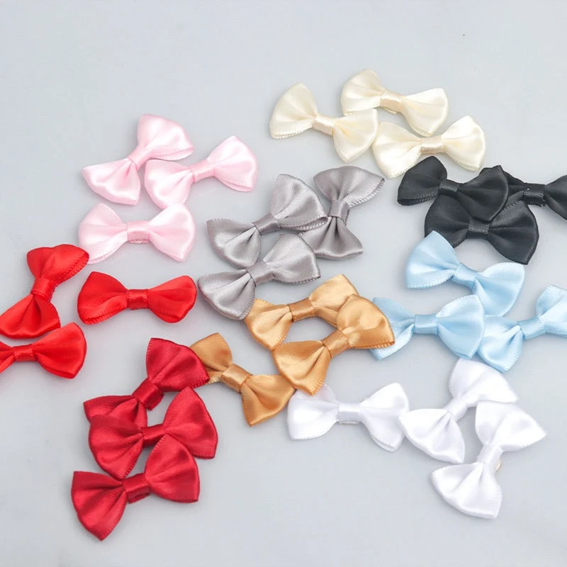 

10PCS Small Satin Ribbon Bow 2.5*4cm Polyester Flower for DIY Sewing Crafts Wedding Decoration Hairpin Garment Accessories
