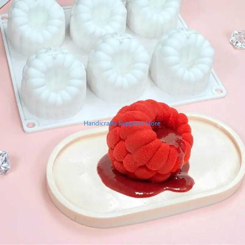 

R1WA Silicone Mousse Cake Mold 6 Cup Raspberry Shaped Chocolate Dessert Baking Mould