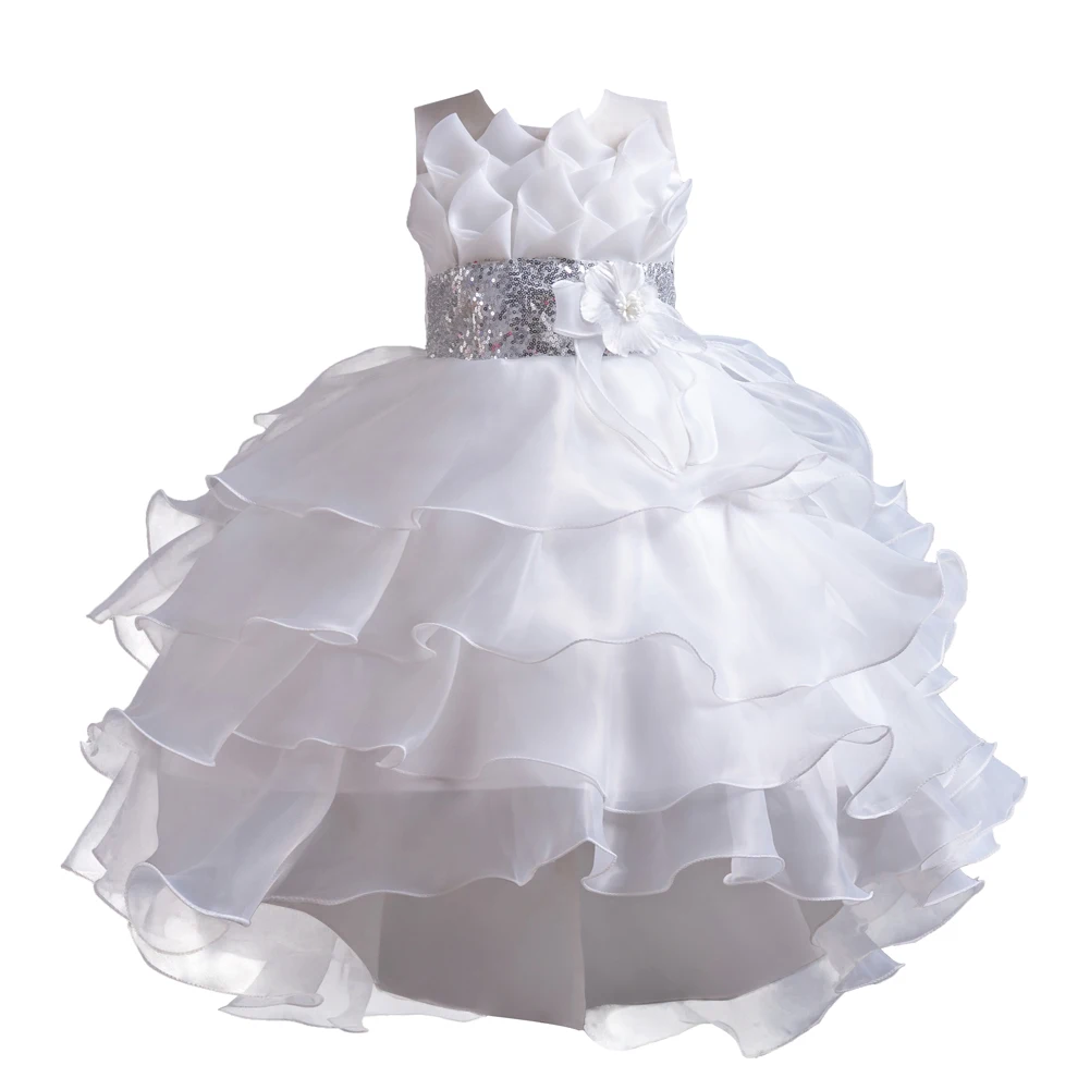 New child trailing party dress  for bridesmaid wedding dresses of 3 to 12 years  flower girls with trailing tails