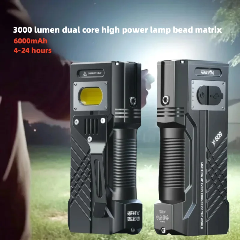 

Super Bright 3000Lm Powerful LED Flashlight Rechargeable 6000mAh Torch Light Tactical Lantern Long Shot Hand Lamp For Camping