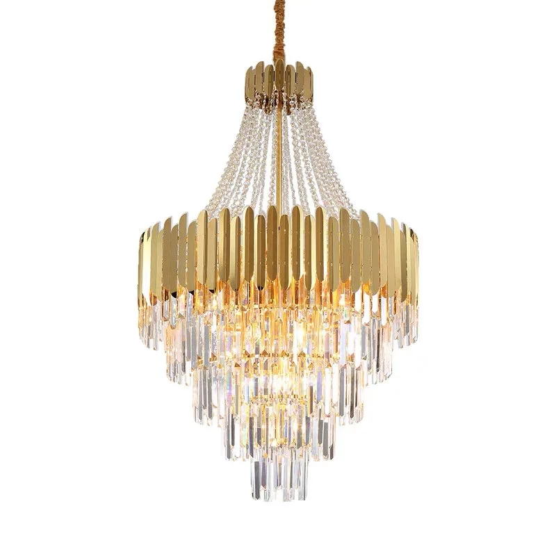 Classic Gold Crystal Large Ceiling Chandeliers Home Decoration Living Room Villa Appliance Lustres Lamparas De Cristal