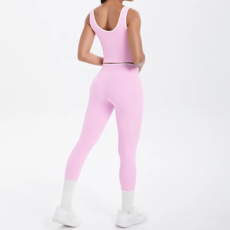 

Women's Comfortable Tight Back Sports Vest Yoga Clothes Cross High Waist Hip Lifting Pants Set Outdoor Running Fitness Clothes