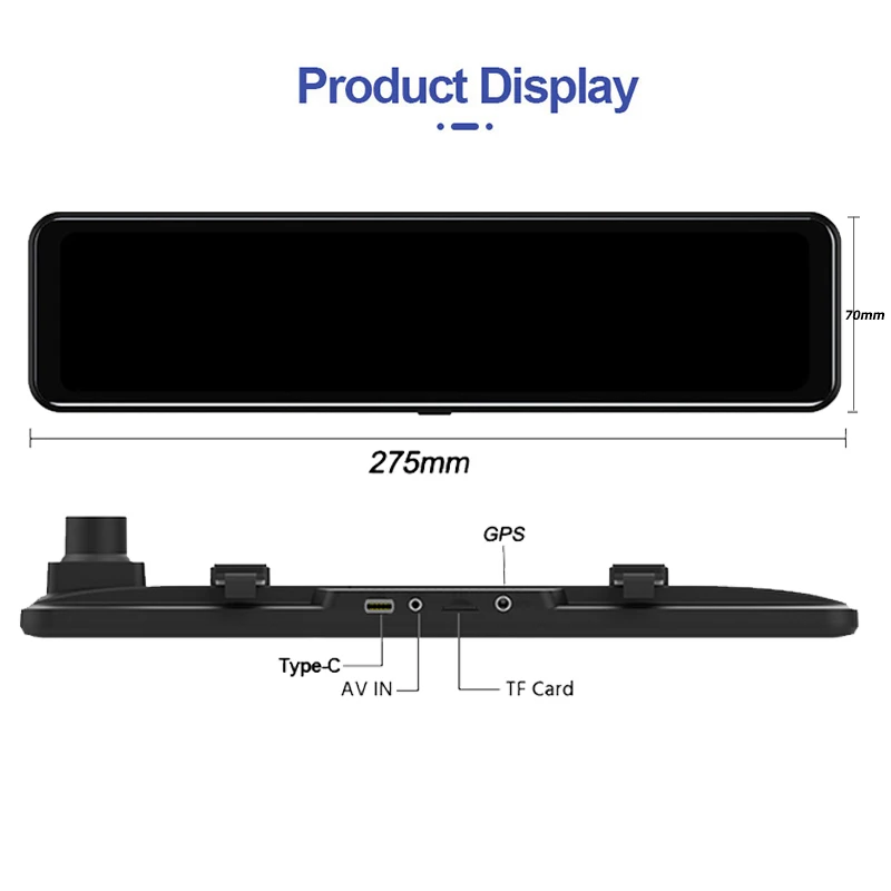 Dashcam 4K GPS WIFI Touch 12 Inch  Night Vision Car DVR Dash Cam Black box Video recorder Camera Rear View Smart androi 70 gol