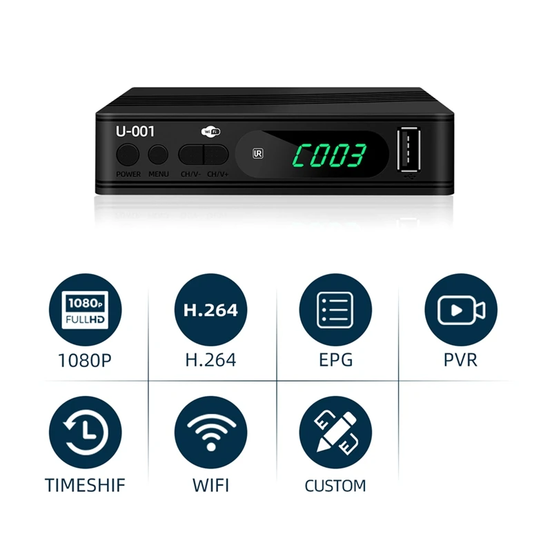 DVB-T2 TV チューナー 地上波衛星 TV レシーバー デジタル TV デコーダー HEVC DVBT2 H.264 HD TV ボックス USB 2.0 セットトップ ボックス EU プラグ