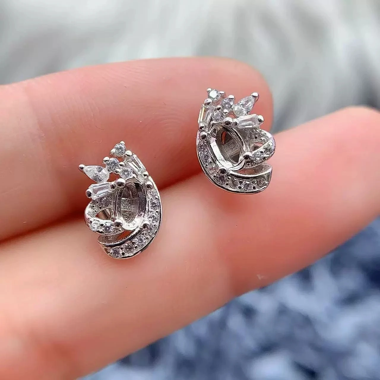 

MeiBaPJ Inlay Oval 3*5mm Stone S925 Sterling Silver DIY Earrings Setting Womens Gifts Fine Fashion Charm High Jewelry Wholesale