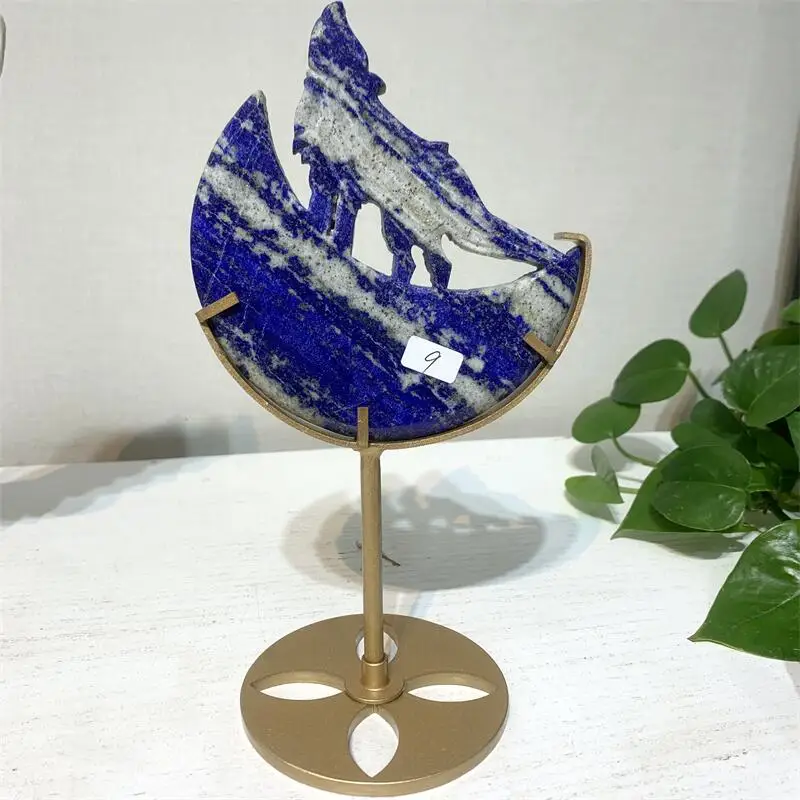 Natural Lapis Lazuli Wolf Carving Polished Quartz Animal Healing Stones Gems For Home Decorations 1PCS view 4