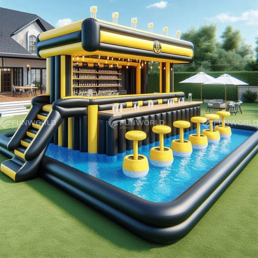 Commercial Grade Water Party Pvc Inflatable Pool Bar Swimming Pool Bars For Family Play
