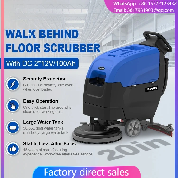 Magwell M510S Walk Behind Floor Scrubber Machine 24V/100Ah For Marble PVC Hard Wood Floor