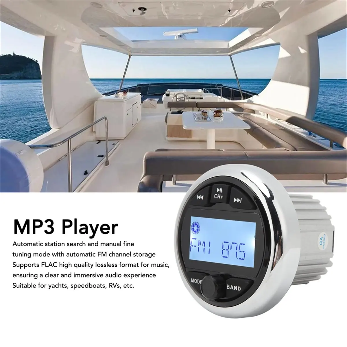*ONE DAY Du 12V Waterproof Bluetooth Mp3 Player Anti Interference Digital Stereo Fm Am Audio Radio for Marine Boat Yacht Rv