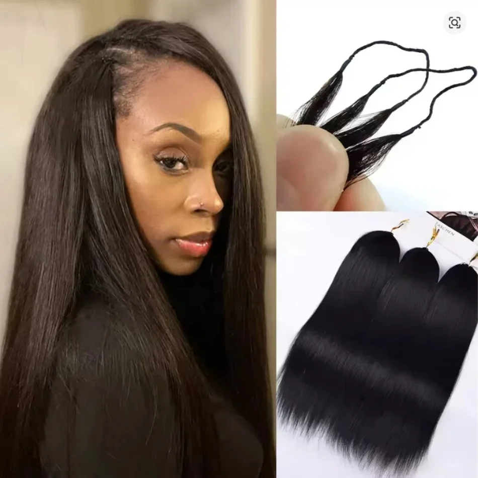 

Натуральные прямые волосы для наращивания, шелковистые, с предварительно привязанными пучками, невидимые, многоразовые, без узлов