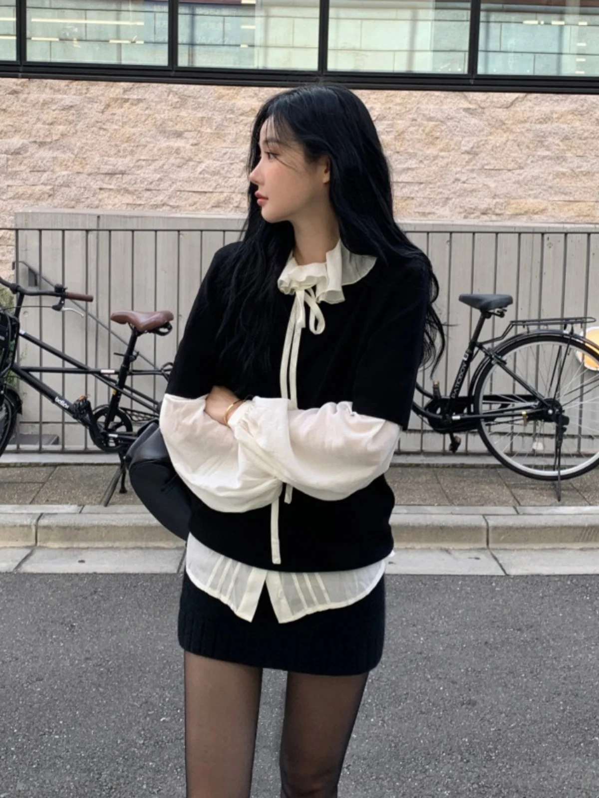 Loose Knitted irt Women's Faionable Gathered Hemline ort Sve Tie-Dye Straight Cut Age-Defng Versatile Top