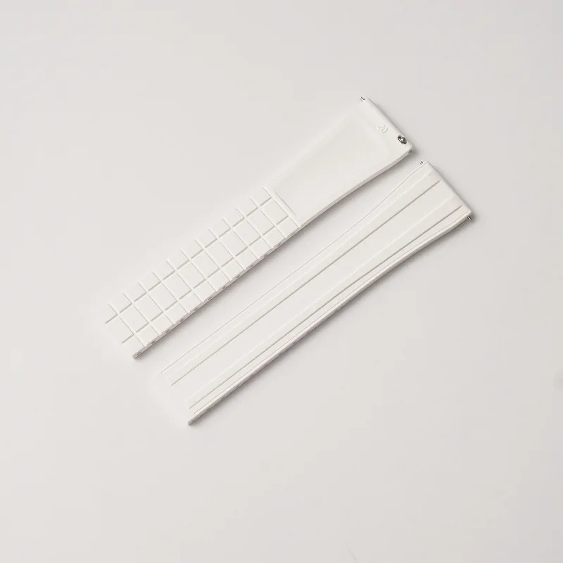 Replace watch accessories with universal fluororubber strap 316L metal automatic folding solid buckle 20mm high-end FKM